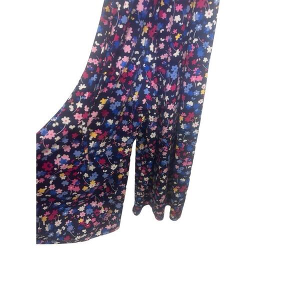 NWOT MAGGY LONDON BLUE FLORAL PRINT CROPPED HALTER TOP WIDE LEG JUMPSUIT 10 - Picture 3 of 7